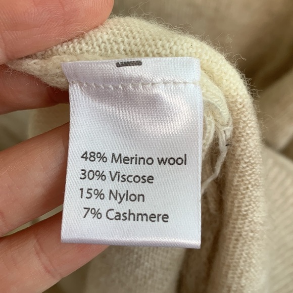 Benedetta B. Cashmere Cream Striped Turtleneck Made in Italy Sweater sz L - Picture 5 of 6